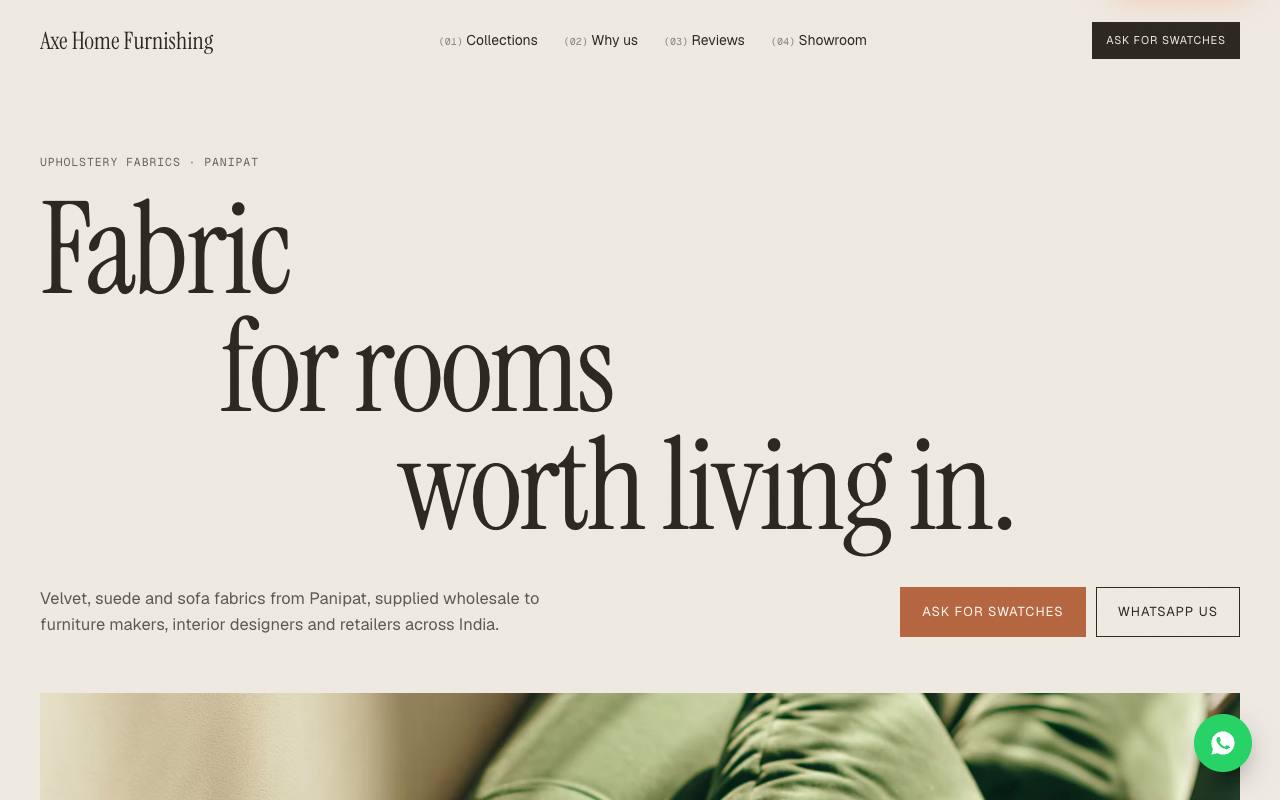 Upholstery fabrics website concept, Panipat