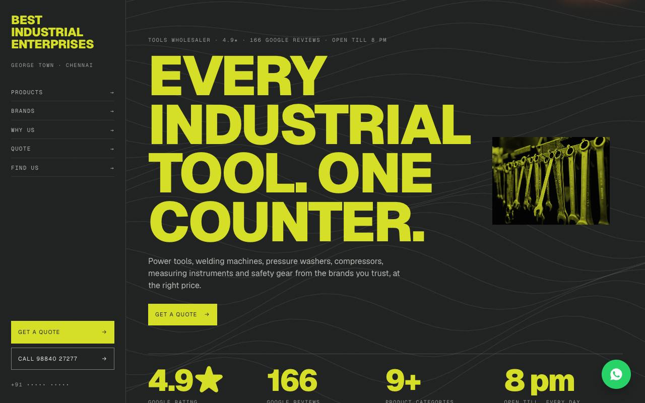 Industrial supplier website concept, Chennai