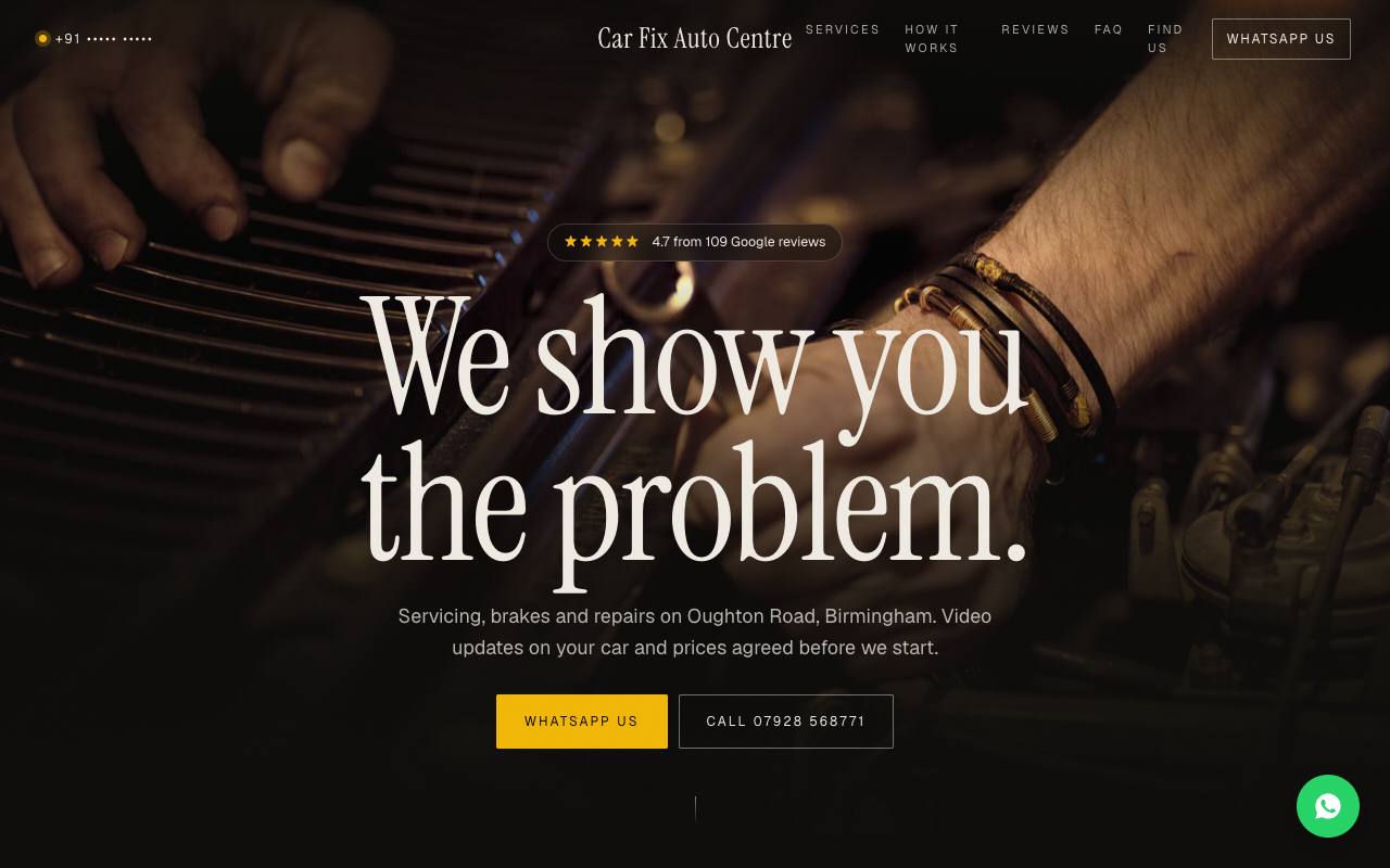 Car garage website concept, Birmingham, UK