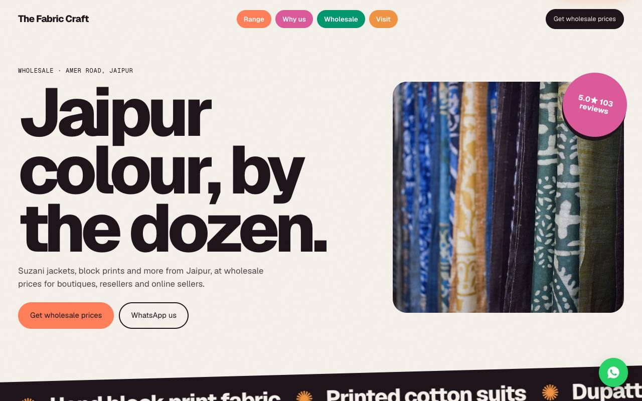 Fabric wholesaler website concept, Jaipur