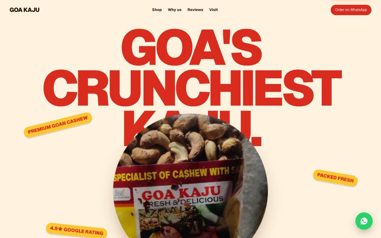 Cashew shop website concept, Goa