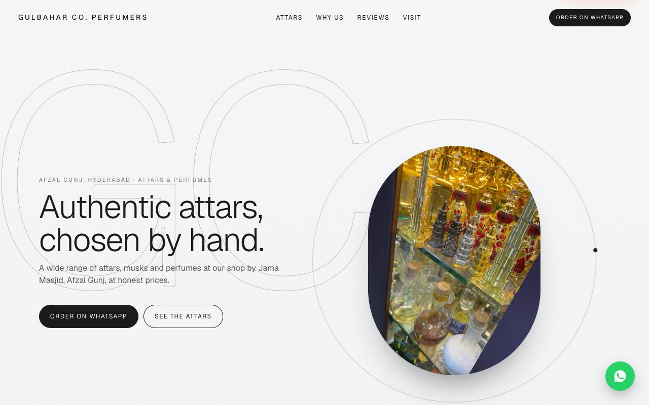 Attar house website concept, Hyderabad