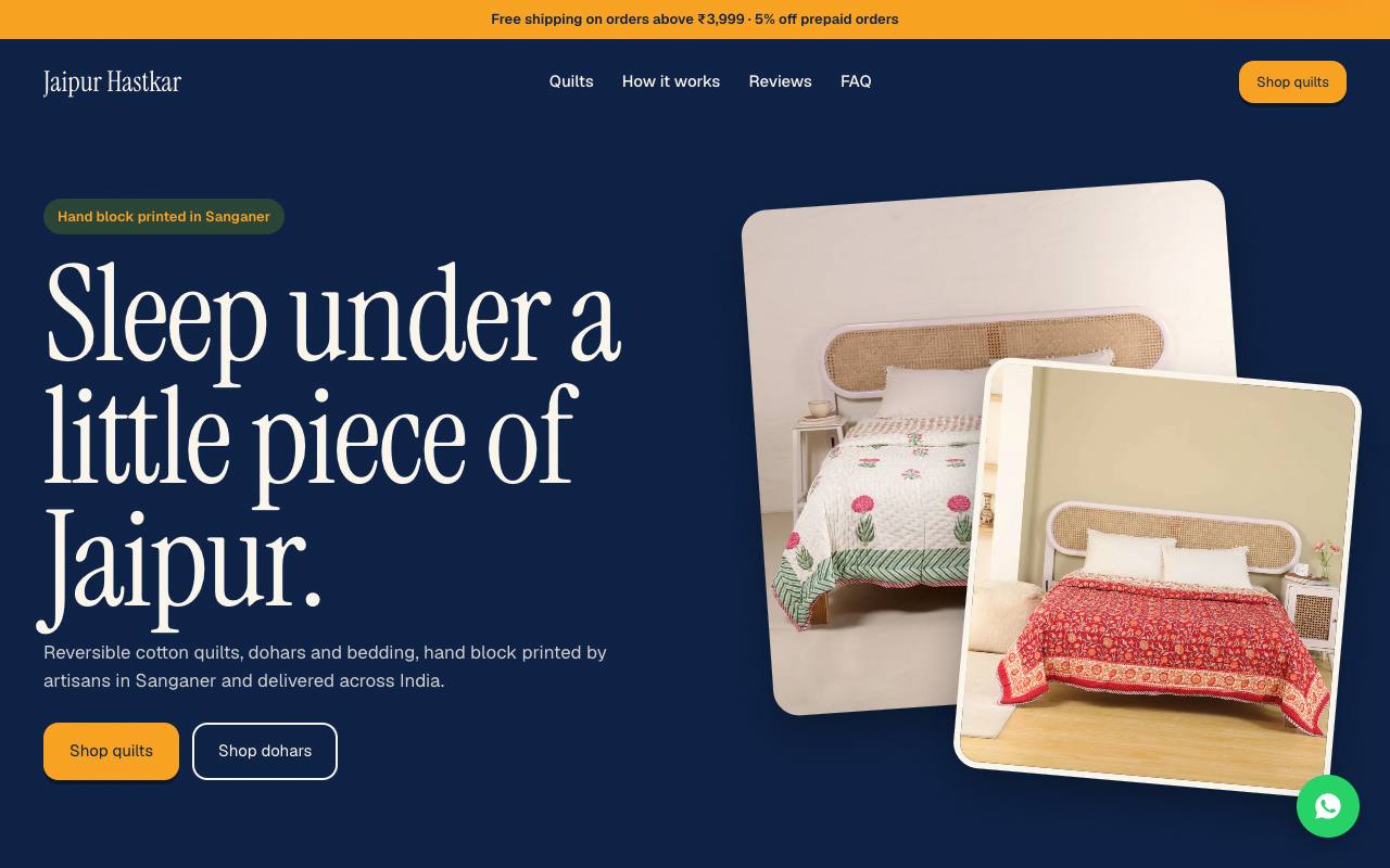 Block print brand website concept, Jaipur