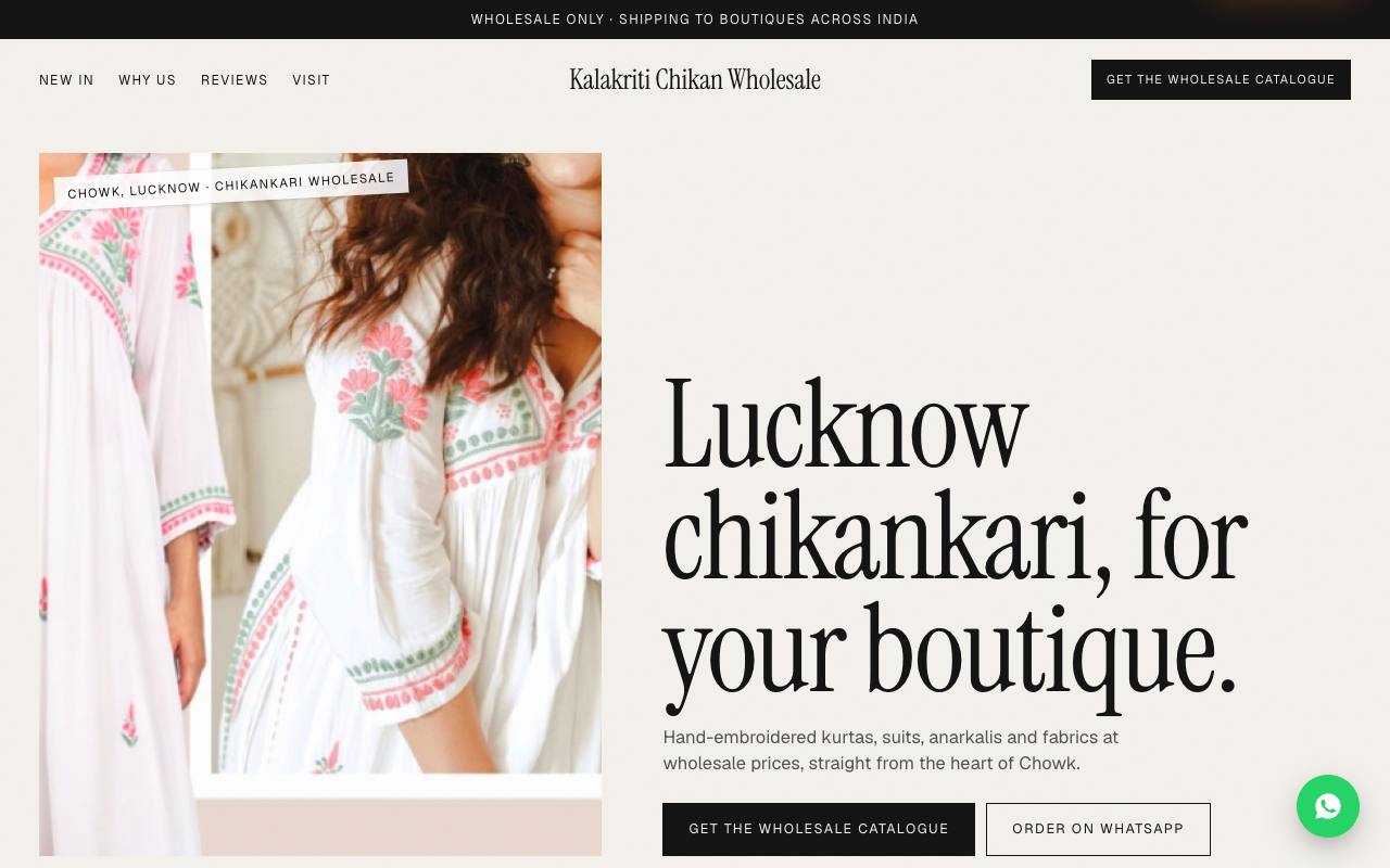Chikankari wholesale website concept, Lucknow