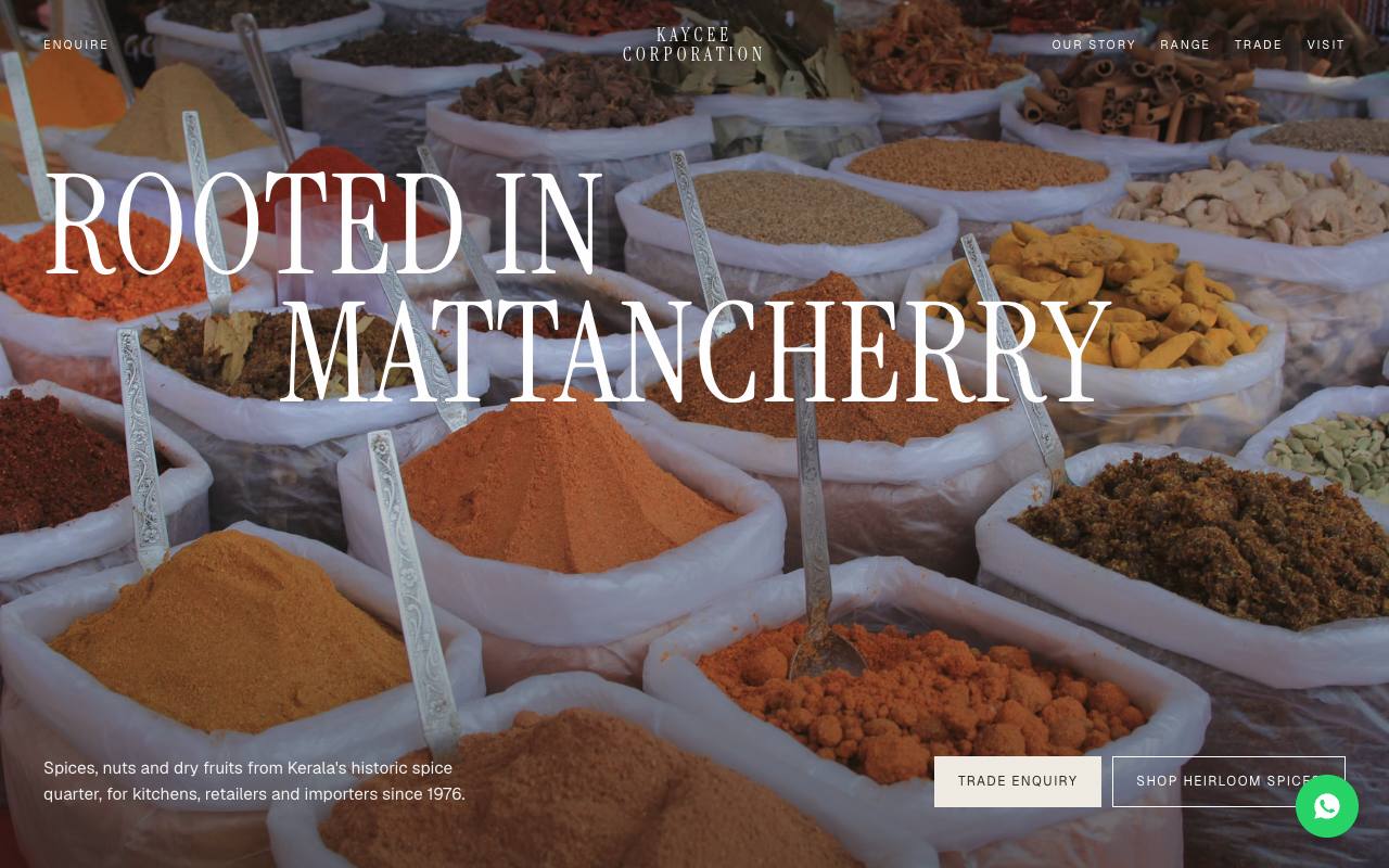 Spice trader website concept, Kochi