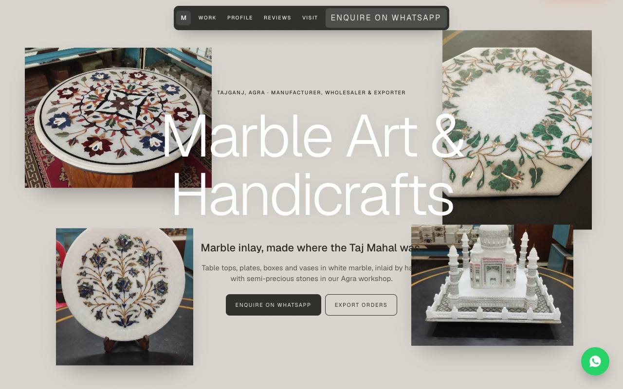 Marble inlay website concept, Agra