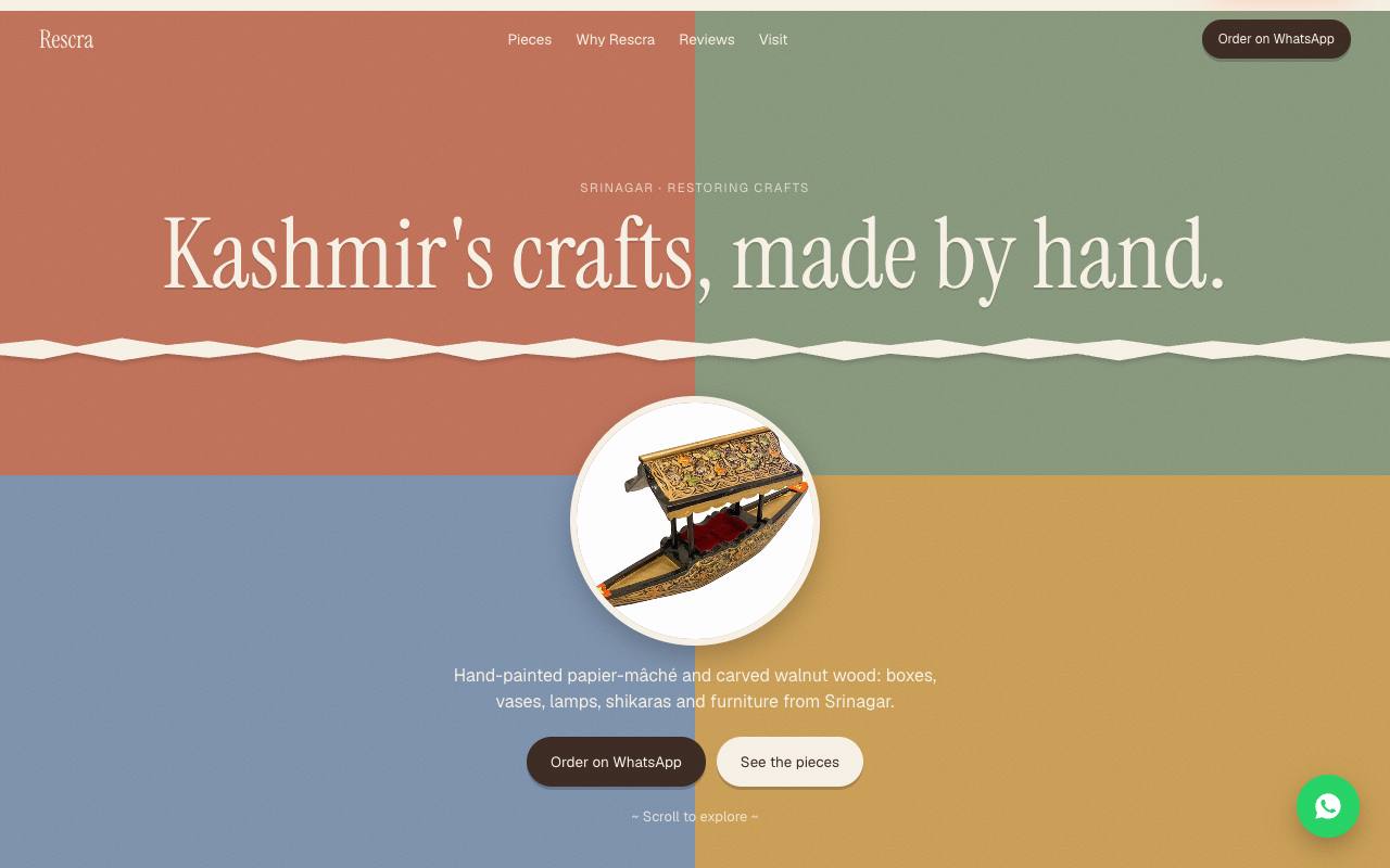 Handicrafts studio website concept, Srinagar