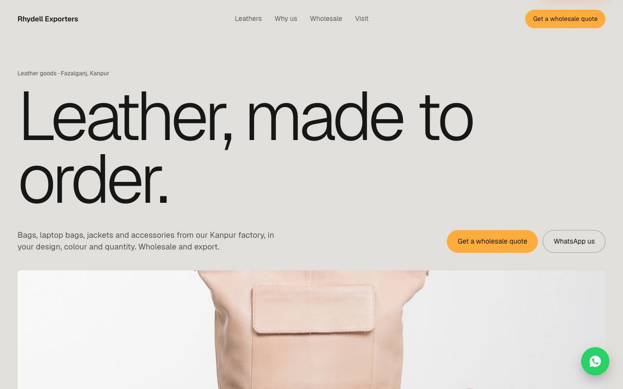 Leather goods maker website concept, Kanpur