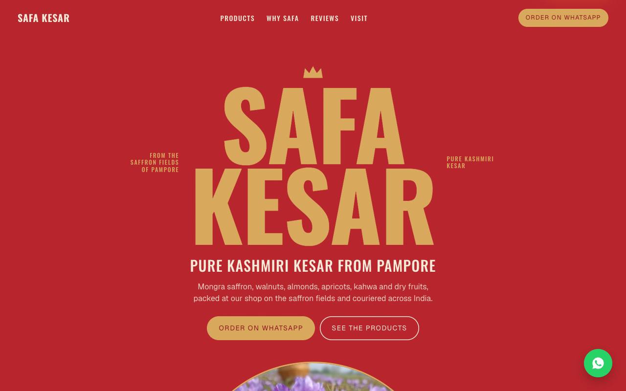 Saffron shop website concept, Kashmir