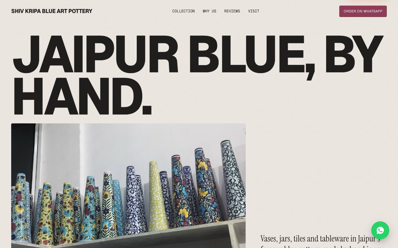 Blue pottery website concept, Jaipur