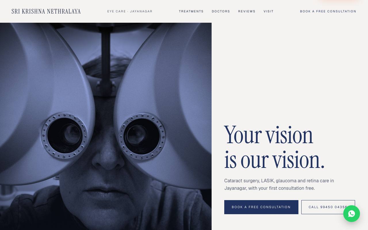 Eye clinic website concept, Bengaluru