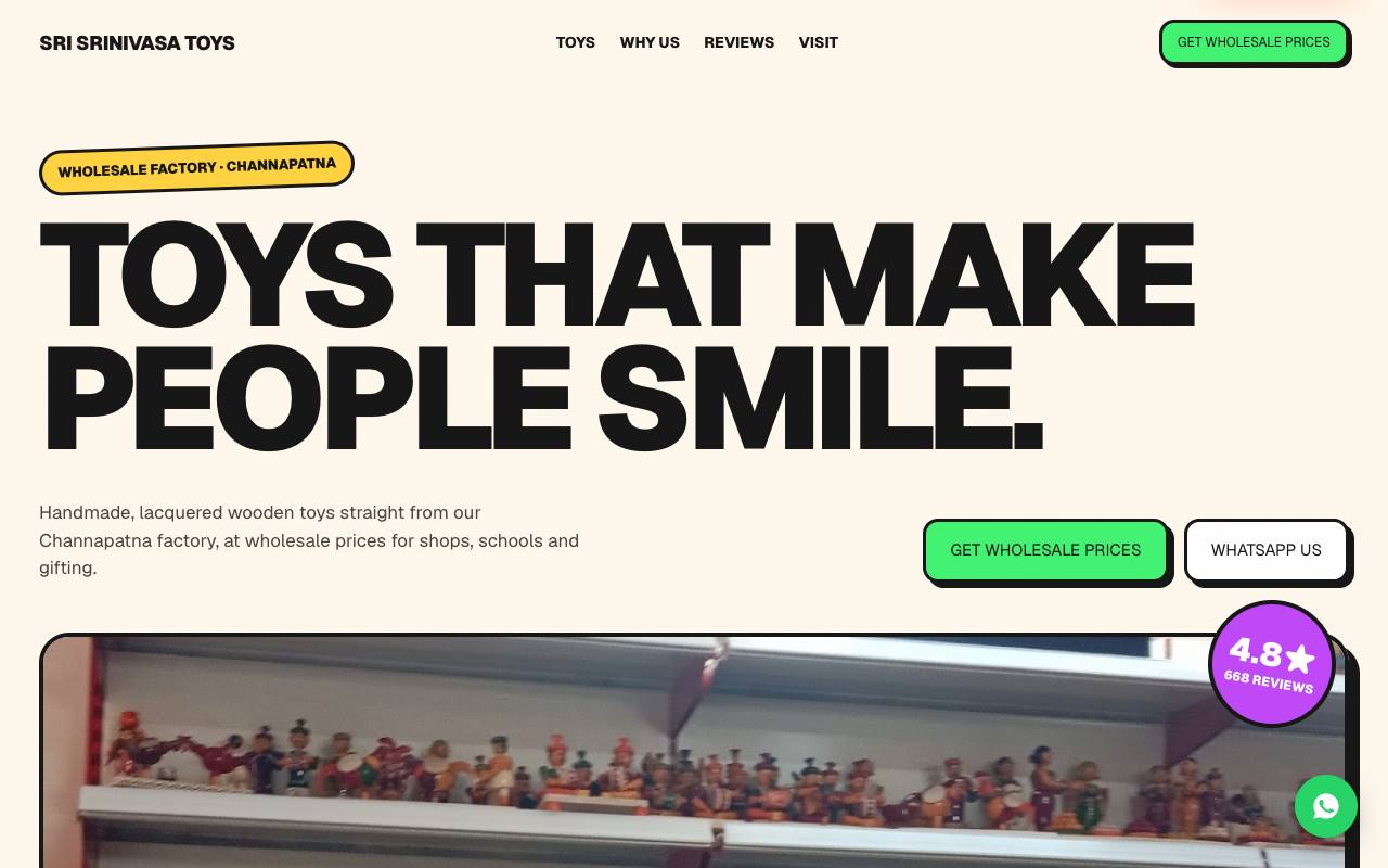 Wooden toy factory website concept, Channapatna