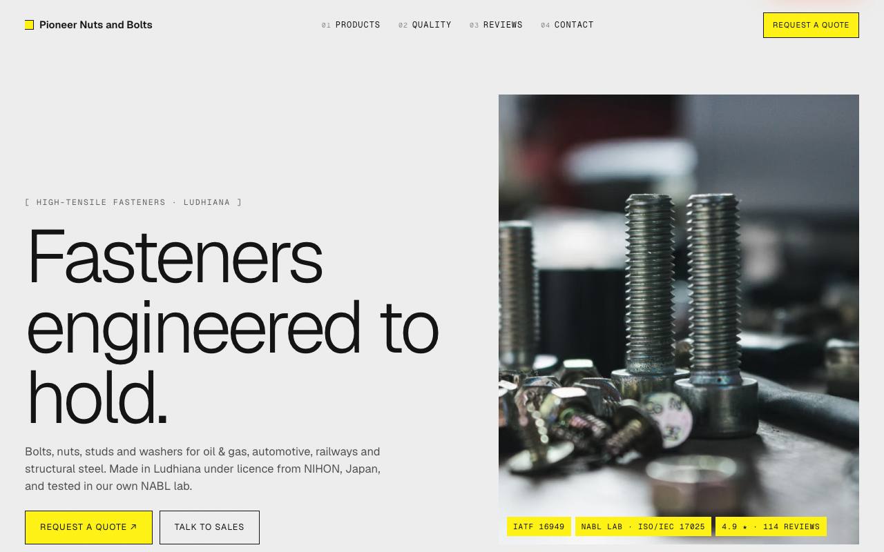 Fastener maker website concept, Ludhiana