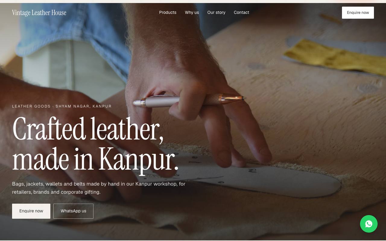Leather goods maker website concept, Kanpur